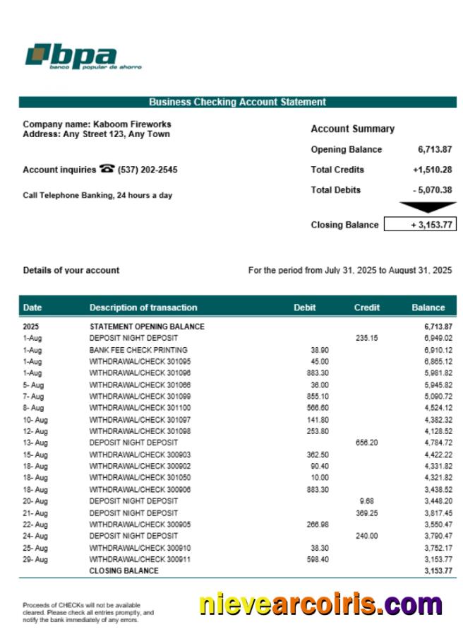 Cuba Banco Popular de Ahorro (BPA) company statement